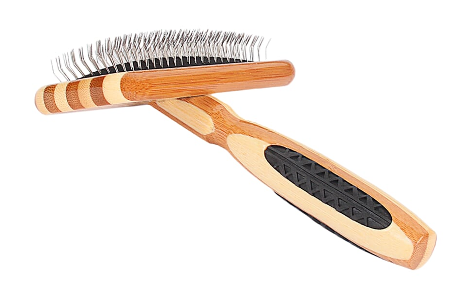 Bass Brushes- De-matting Pet Brush Slicker Style - Medium Striped Bamboo