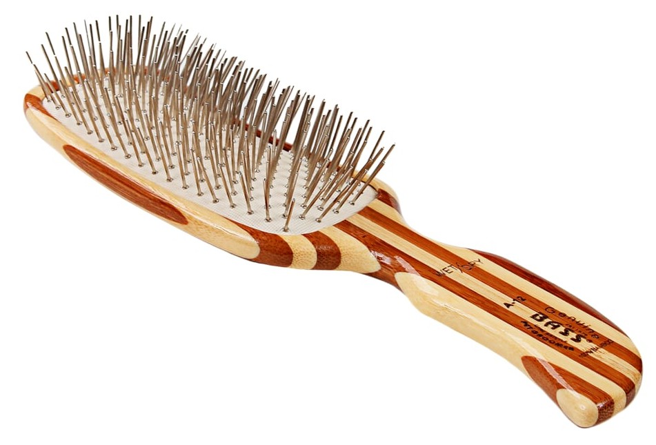 Bass Brushes- Style & Detangle Pet Brush - Striped Bamboo1Semi "S" Style
