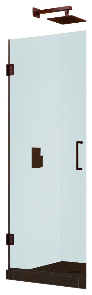 Unidoor 29" Frameless Hinged Shower Door, Clear 3/8" Glass Door, Brushed Nickel