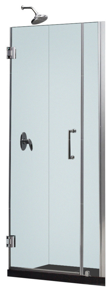 Unidoor 35 to 36" Frameless Hinged Shower Door, Clear 3/8" Glass Door, Chrome