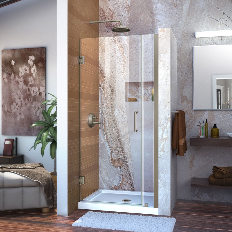 Unidoor 36 to 37" Frameless Hinged Shower Door, Clear 3/8" Glass Door, Chrome