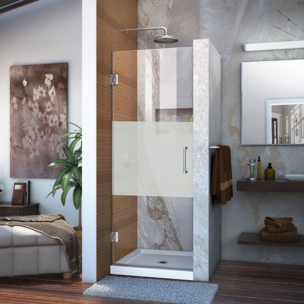 Unidoor 38 to 39" Frameless Hinged Shower Door, Clear 3/8" Glass Door, Brushed Nickel