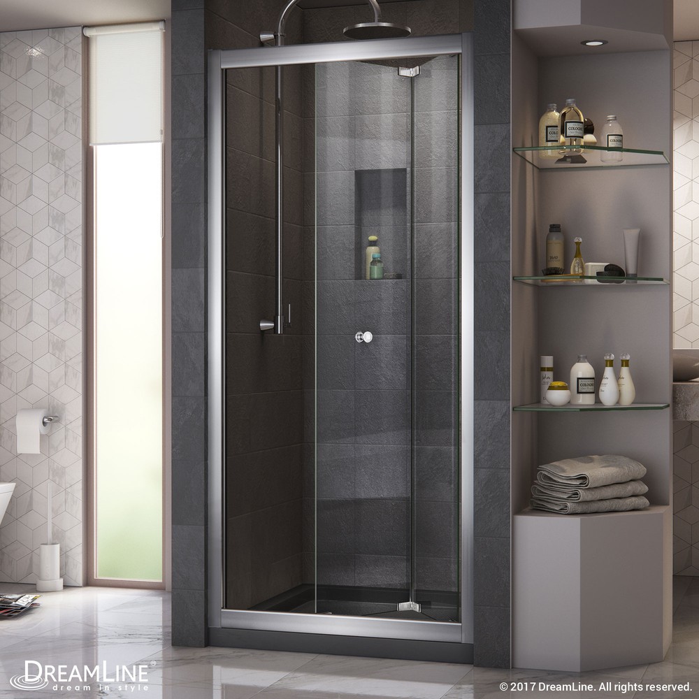 Butterfly 30 to 31 1/2" Frameless Bi-Fold Shower Door, Clear 1/4" Glass Door, Chrome