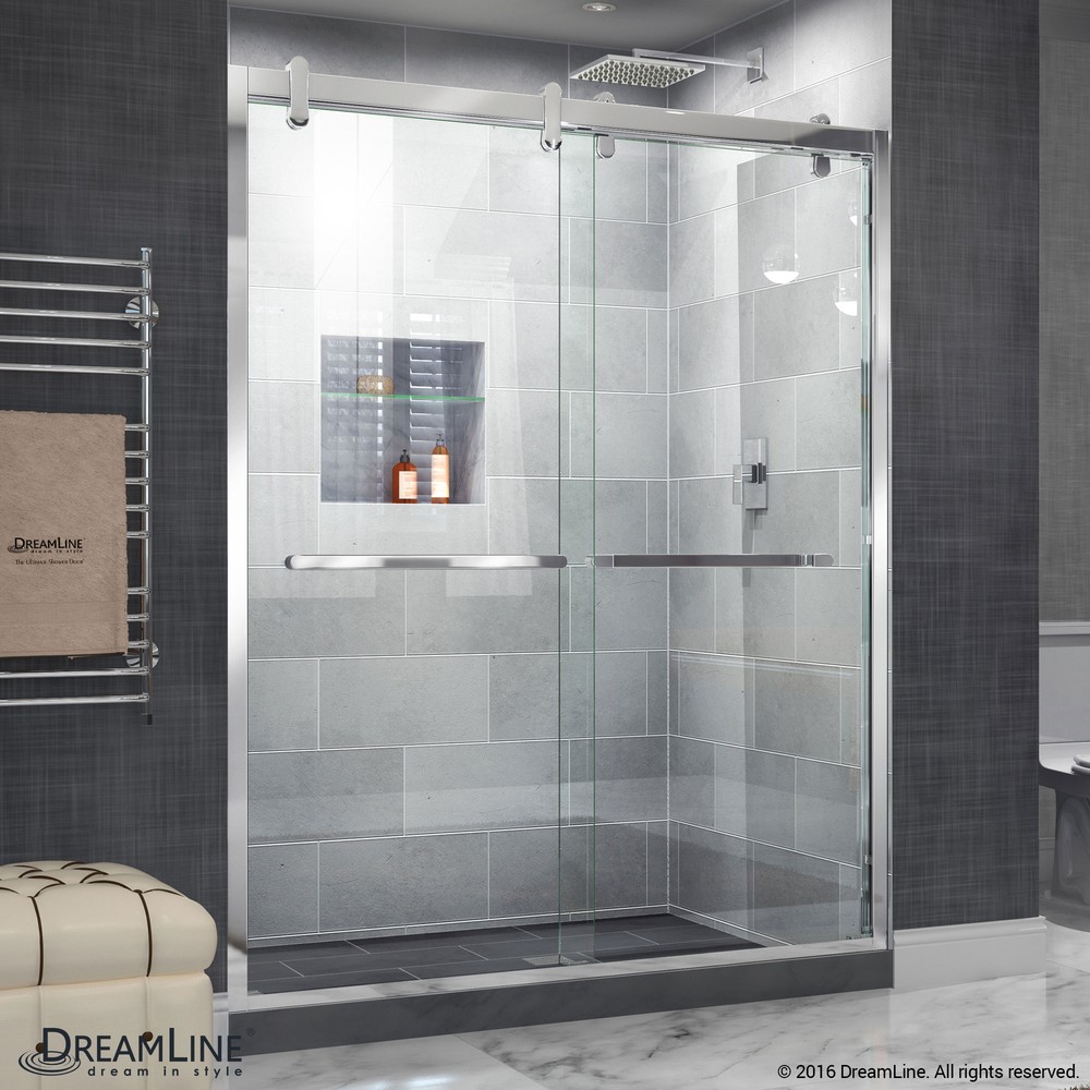 Butterfly 34 to 35 1/2" Frameless Bi-Fold Shower Door, Clear 1/4" Glass Door, Chrome