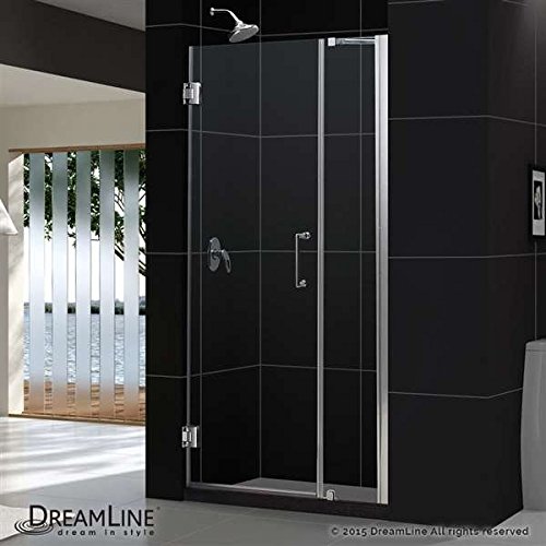 Unidoor 36 to 37" Frameless Hinged Shower Door, Clear 3/8" Glass Door, Brushed Nickel