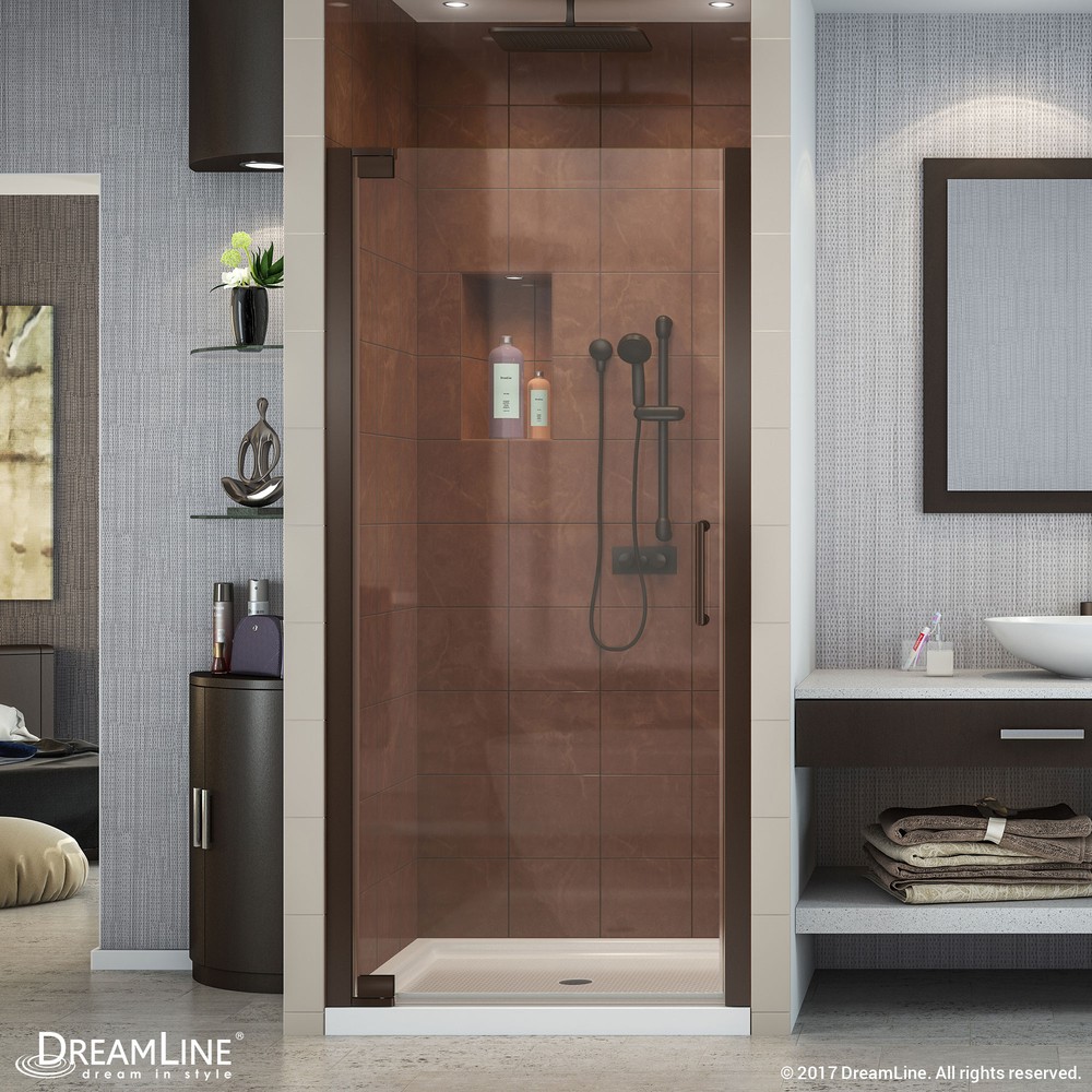 Elegance 28 3/4 to 30 3/4" Frameless Pivot Shower Door, Clear 3/8" Glass Door, Brushed Nickel