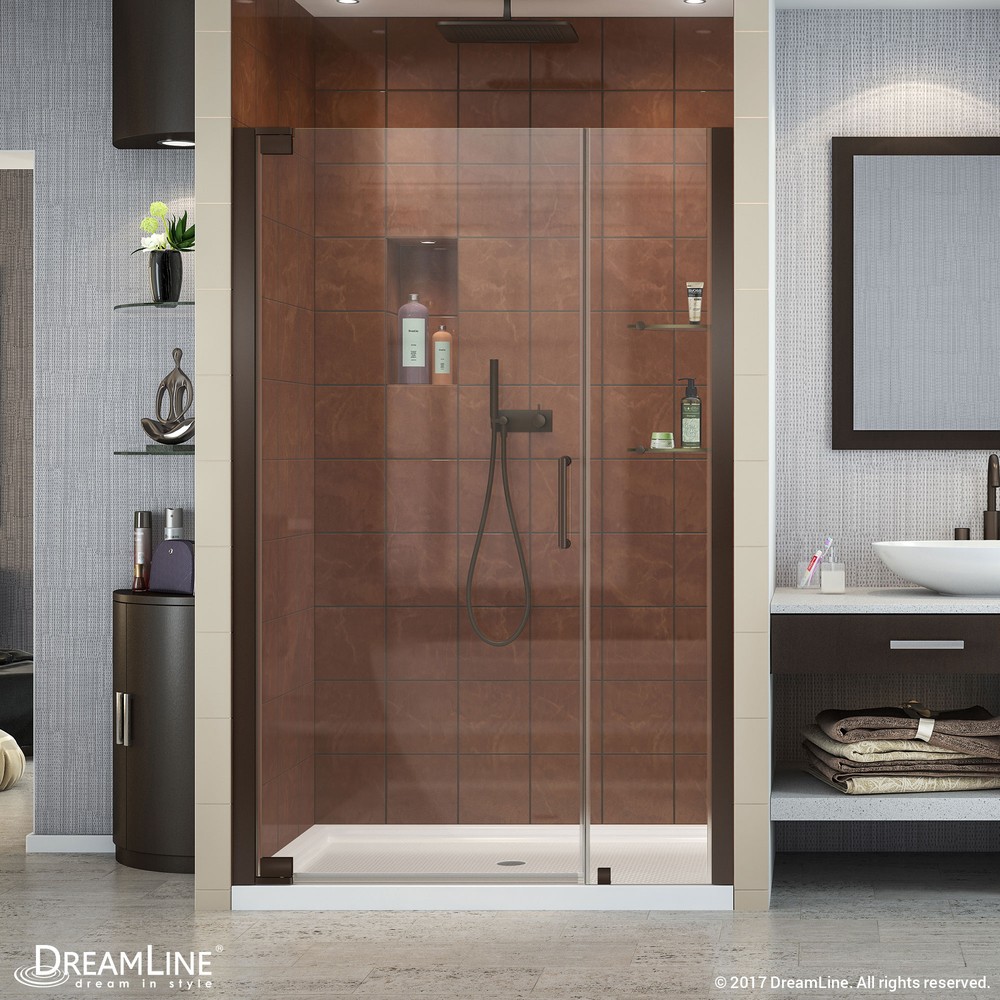 Elegance 40 3/4 to 42 3/4" Frameless Pivot Shower Door, Clear 3/8" Glass Door, Brushed Nickel