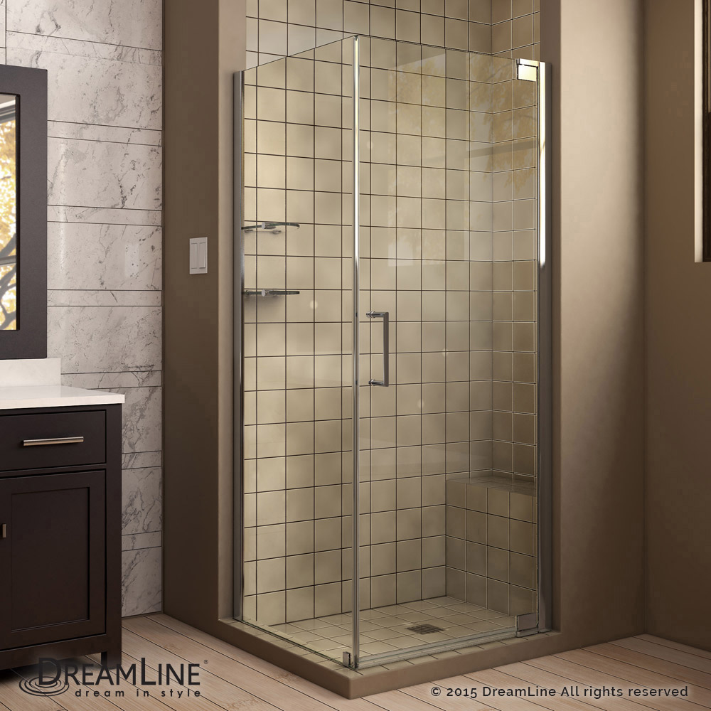 Elegance 52 3/4 to 54 3/4" Frameless Pivot Shower Door, Clear 3/8" Glass Door, Chrome