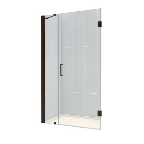 Unidoor 35 to 36" Frameless Hinged Shower Door, Clear 3/8" Glass Door, Oil Rubbed Bronze