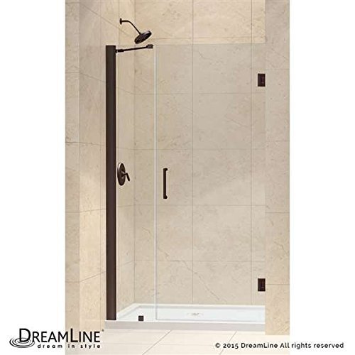 Unidoor 37 to 38" Frameless Hinged Shower Door, Clear 3/8" Glass Door, Oil Rubbed Bronze