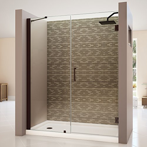 Unidoor 53 to 54" Frameless Hinged Shower Door, Clear 3/8" Glass Door, Oil Rubbed Bronze