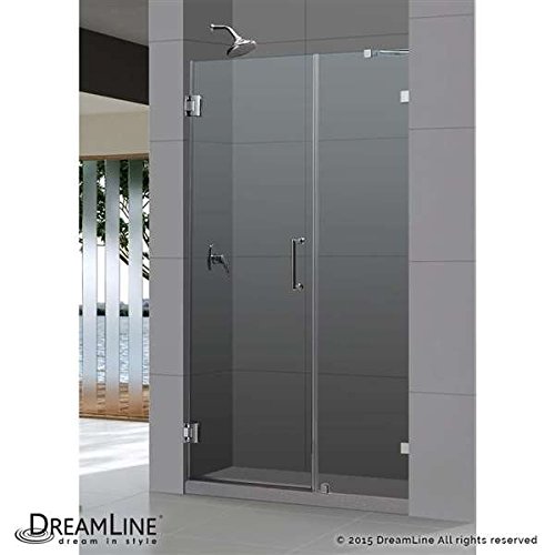 UnidoorLux 51" Frameless Hinged Shower Door Clear 3/8" Glass Door Brushed Nickel