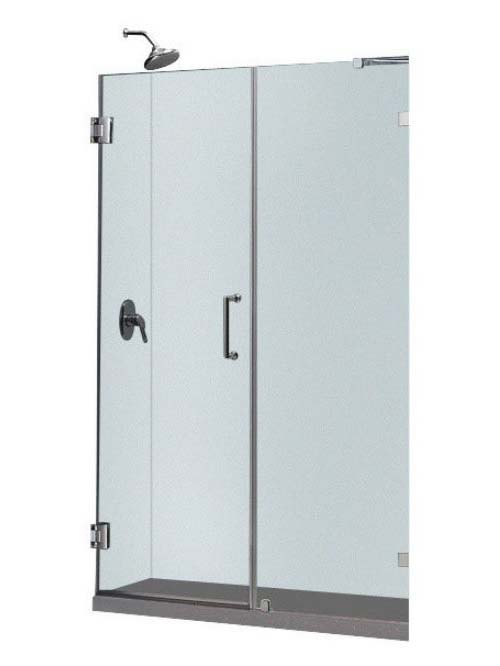 UnidoorLux 58" Frameless Hinged Shower Door Clear 3/8" Glass Door Brushed Nickel