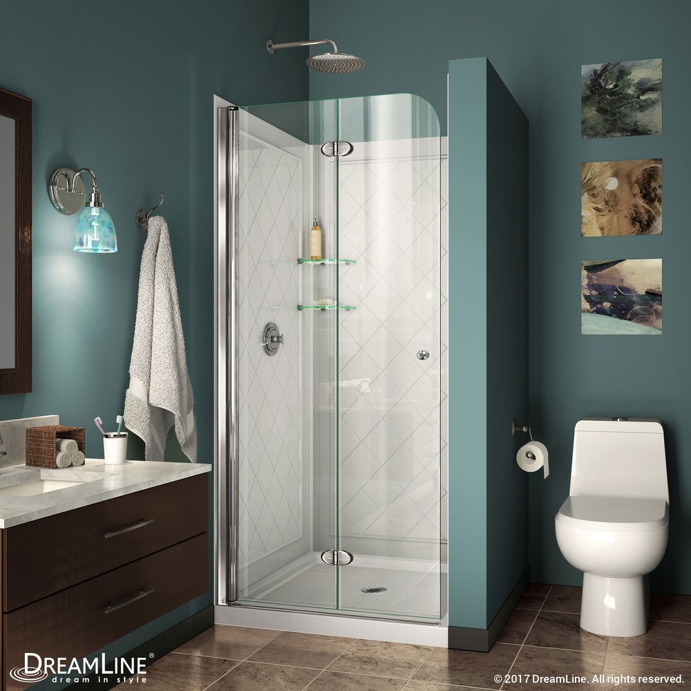 DreamLine Aqua Fold 36 in. W x 58 in. H Frameless Bi-Fold Tub Door in Chrome