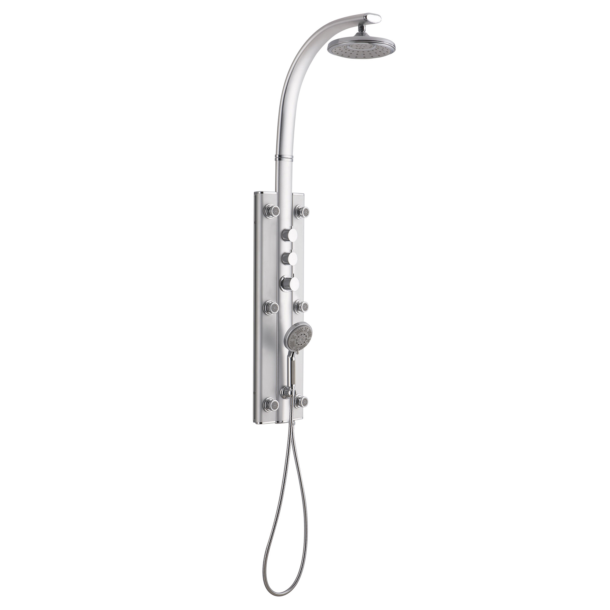 DreamLine Hydrotherapy Body Shower Column with Shower Accessory Holder, Anodized Aluminum Body In Satin Finish