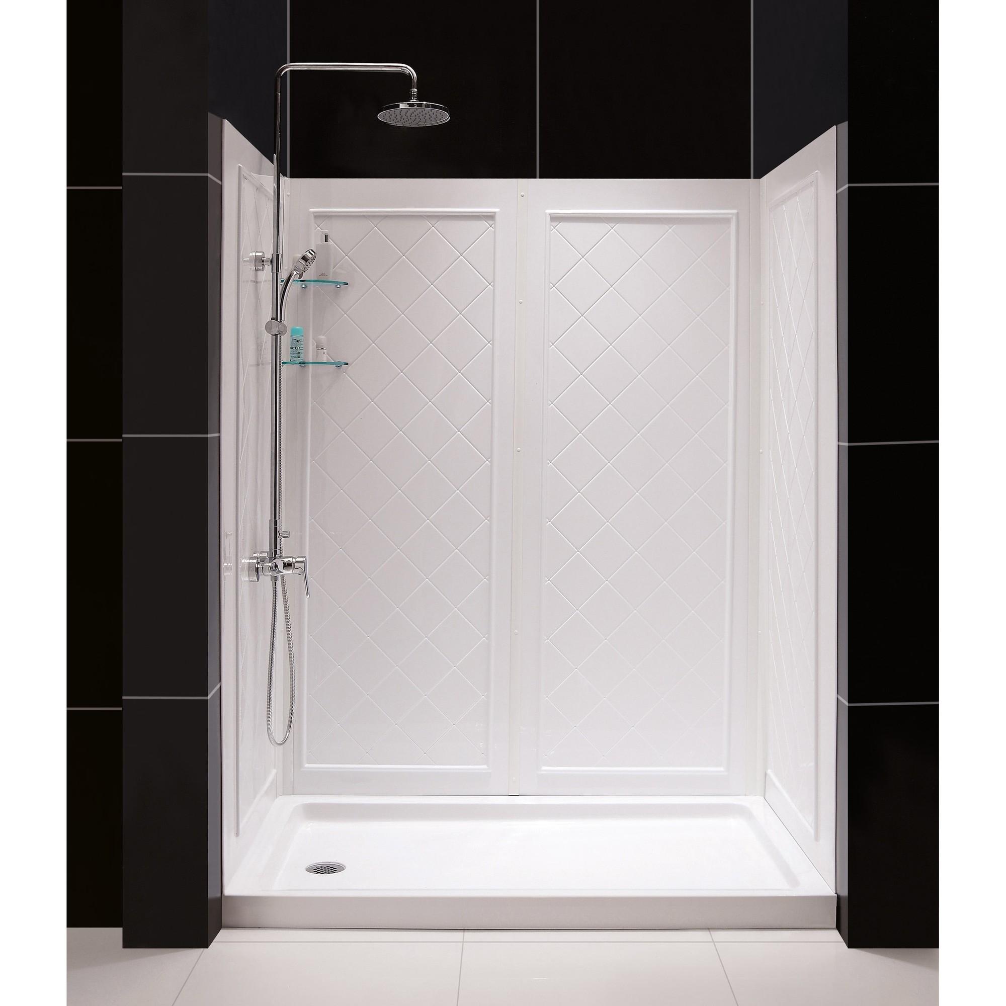 SlimLine 36" by 60" Single Threshold Shower Base and QWALL-5 Shower Backwall Kit