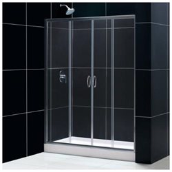 Visions Frameless Sliding Shower Door & SlimLine 30" by 60" Shower Base