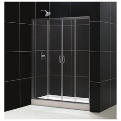 Visions Frameless Sliding Shower Door & SlimLine 30" by 60" Shower Base