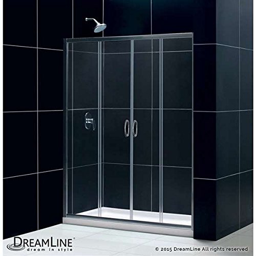 Visions Frameless Sliding Shower Door & SlimLine 32" by 60" Shower Base