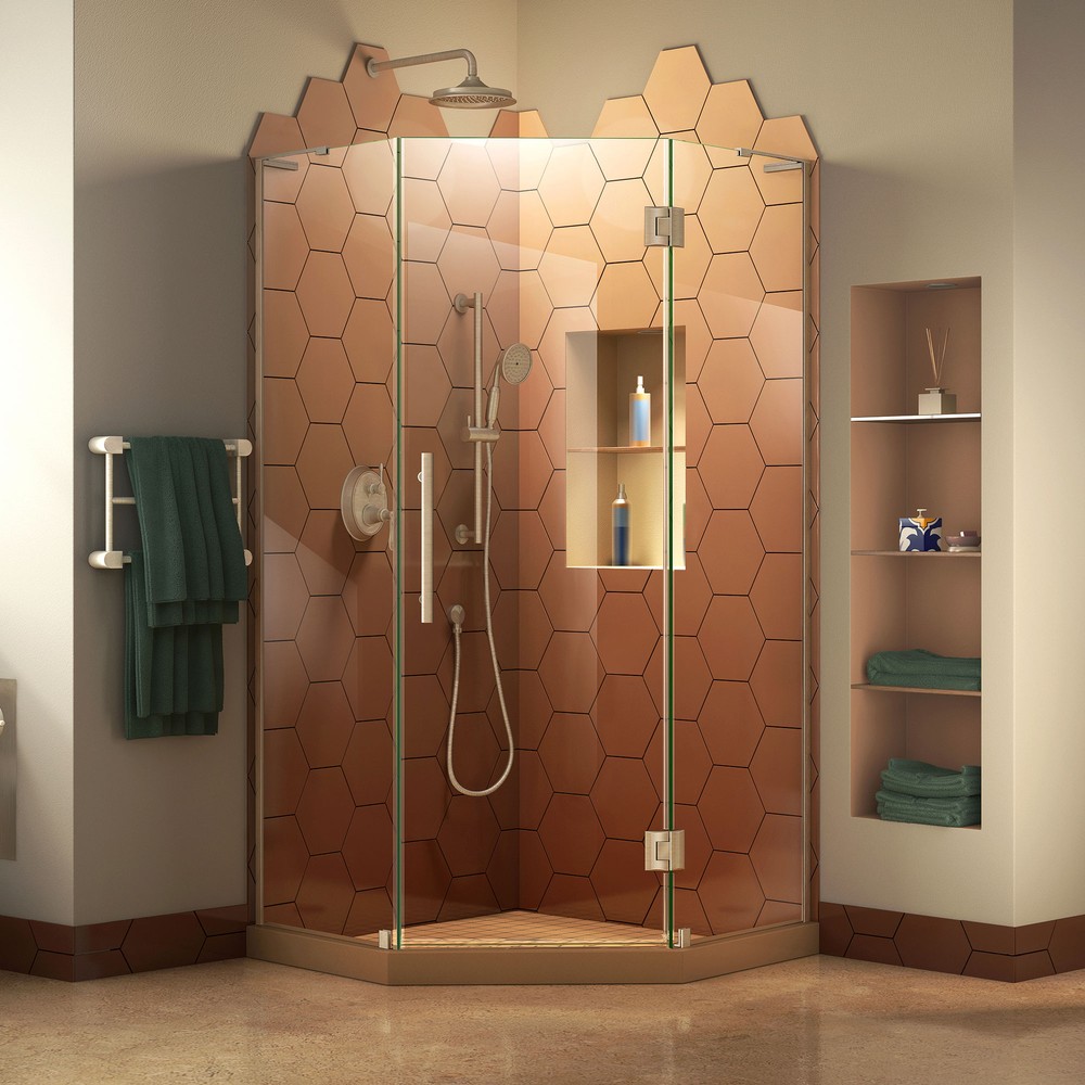 PrismLux 36-5/16" x 36-5/16" x 72" Hinged Shower Enclosure, Oil Rubbed Bronze