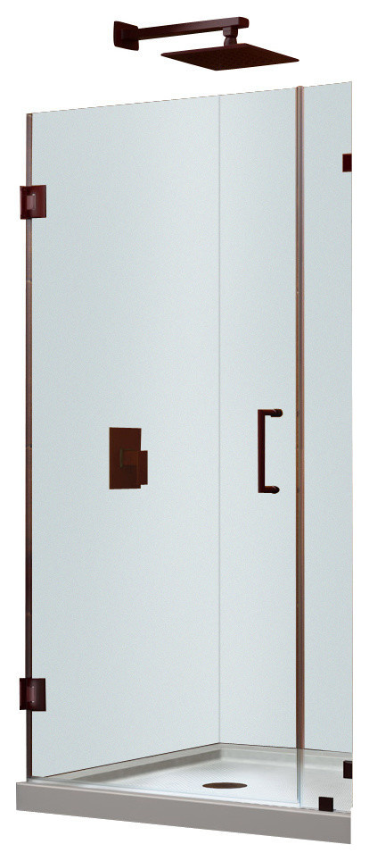 UnidoorLux 34 in. W x 72 in. H Hinged Shower Door, Oil Rubbed Bronze Finish