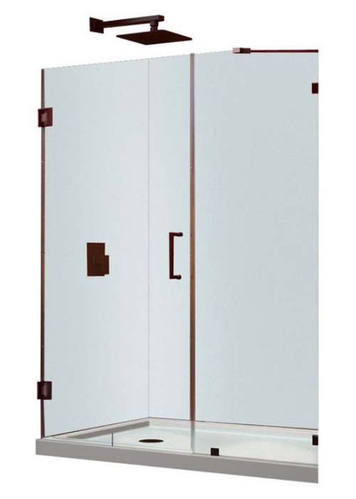 UnidoorLux 52 in. W x 72 in. H Hinged Shower Door, Oil Rubbed Bronze Finish