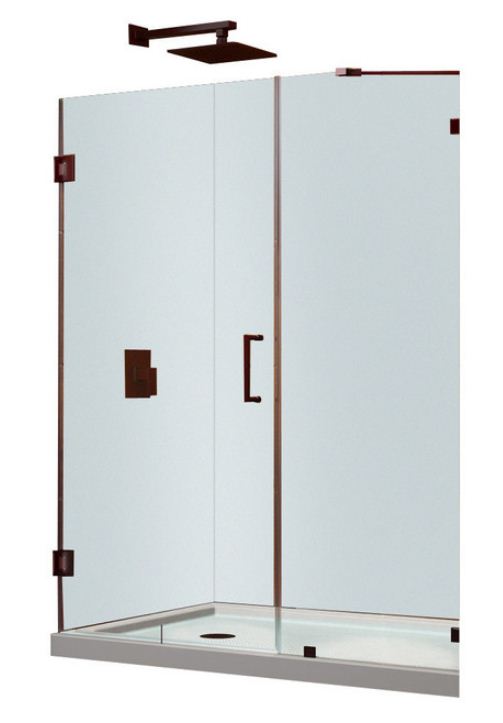 UnidoorLux 54 in. W x 72 in. H Hinged Shower Door, Oil Rubbed Bronze Finish