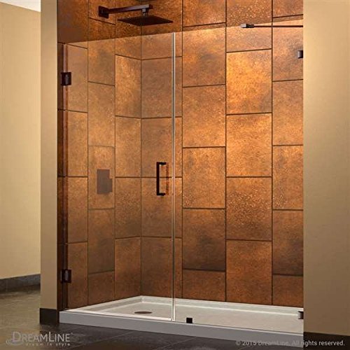 UnidoorLux 60 in. W x 72 in. H Hinged Shower Door, Oil Rubbed Bronze Finish