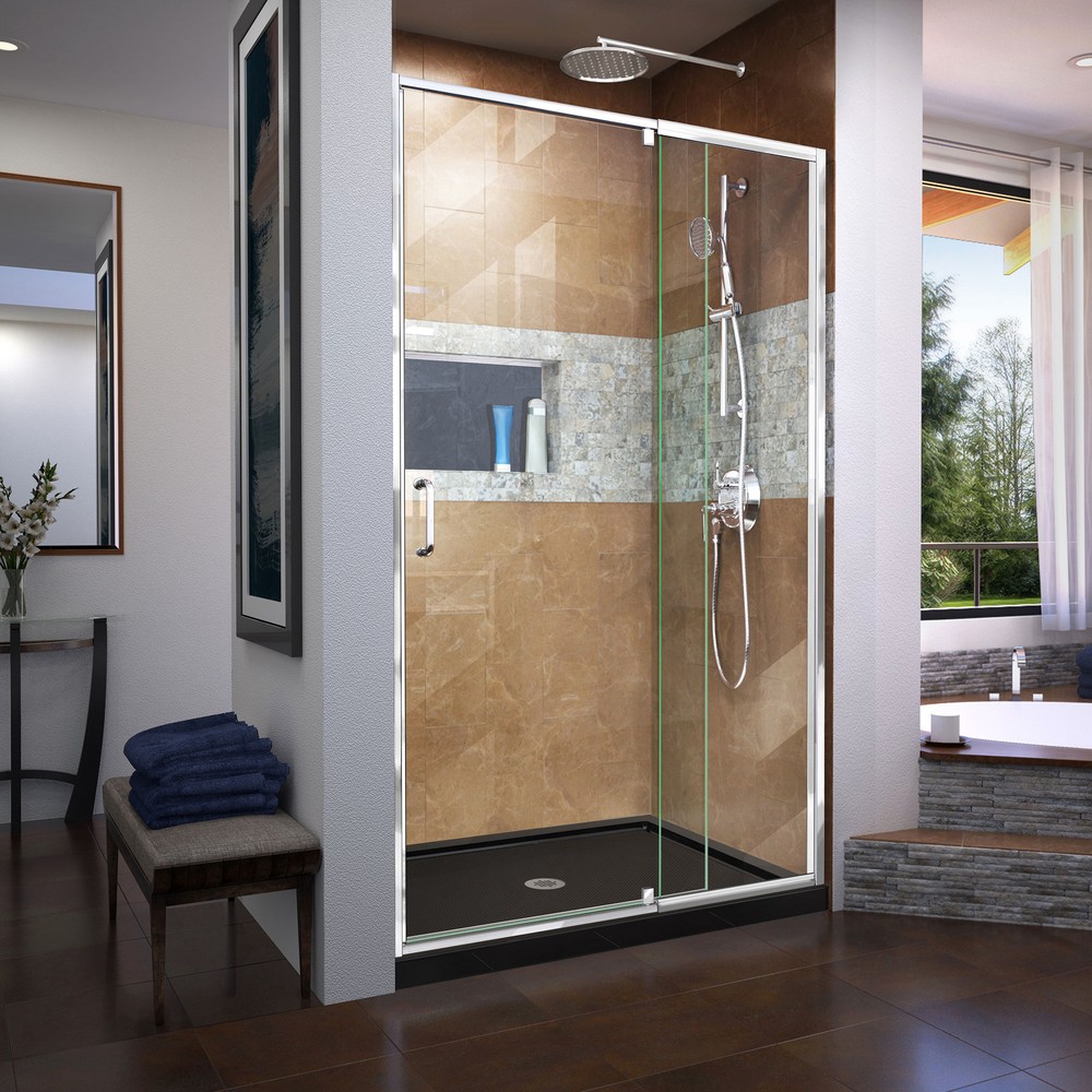 Flex 28-7/16 to 32-7/16 in. W x 30-1/2 in. D x 72 in. H Pivot Shower Door Chrome