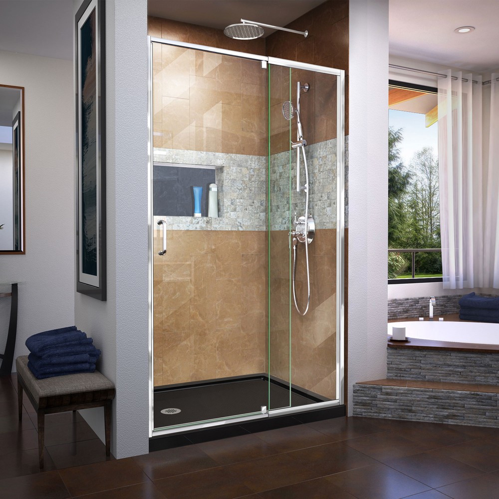 Flex 32-7/16 to 36-7/16 in. W x 34-1/2 in. D x 72 in. H Pivot Shower Door Chrome