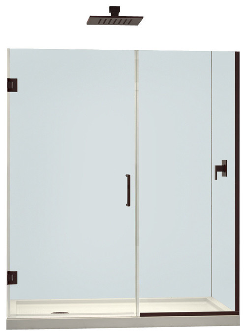 Unidoor Plus 33 to 33-1/2 in. W x 72 in. H Hinged Shower Door, Oil Rubbed Bronze