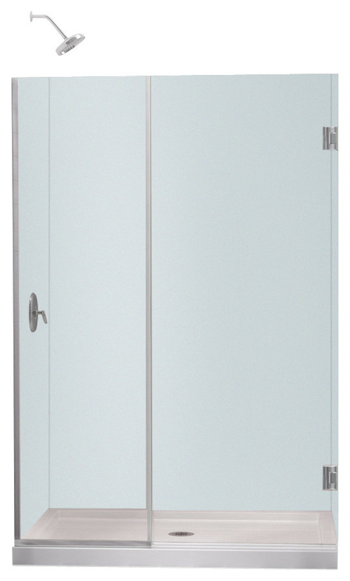 Unidoor Plus 33-1/2 to 34 in. W x 72 in. H Hinged Shower Door, Chrome Finish