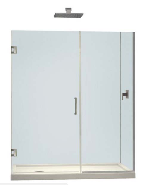 Unidoor Plus 53 to 53-1/2 in. W x 72 in. H Hinged Shower Door, Brushed Nickel