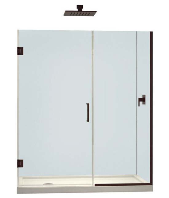 Unidoor Plus 53 to 53-1/2 in. W x 72 in. H Hinged Shower Door, Oil Rubbed Bronze