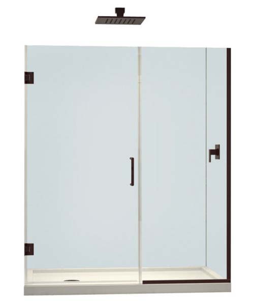 Unidoor Plus 57 to 57-1/2 in. W x 72 in. H Hinged Shower Door, Oil Rubbed Bronze