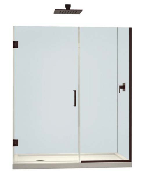 Unidoor Plus 59 to 59-1/2 in. W x 72 in. H Hinged Shower Door, Oil Rubbed Bronze