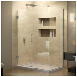 Unidoor Plus 30" x 30-3/8" x 72" Hinged Shower Enclosure, Brushed Nickel