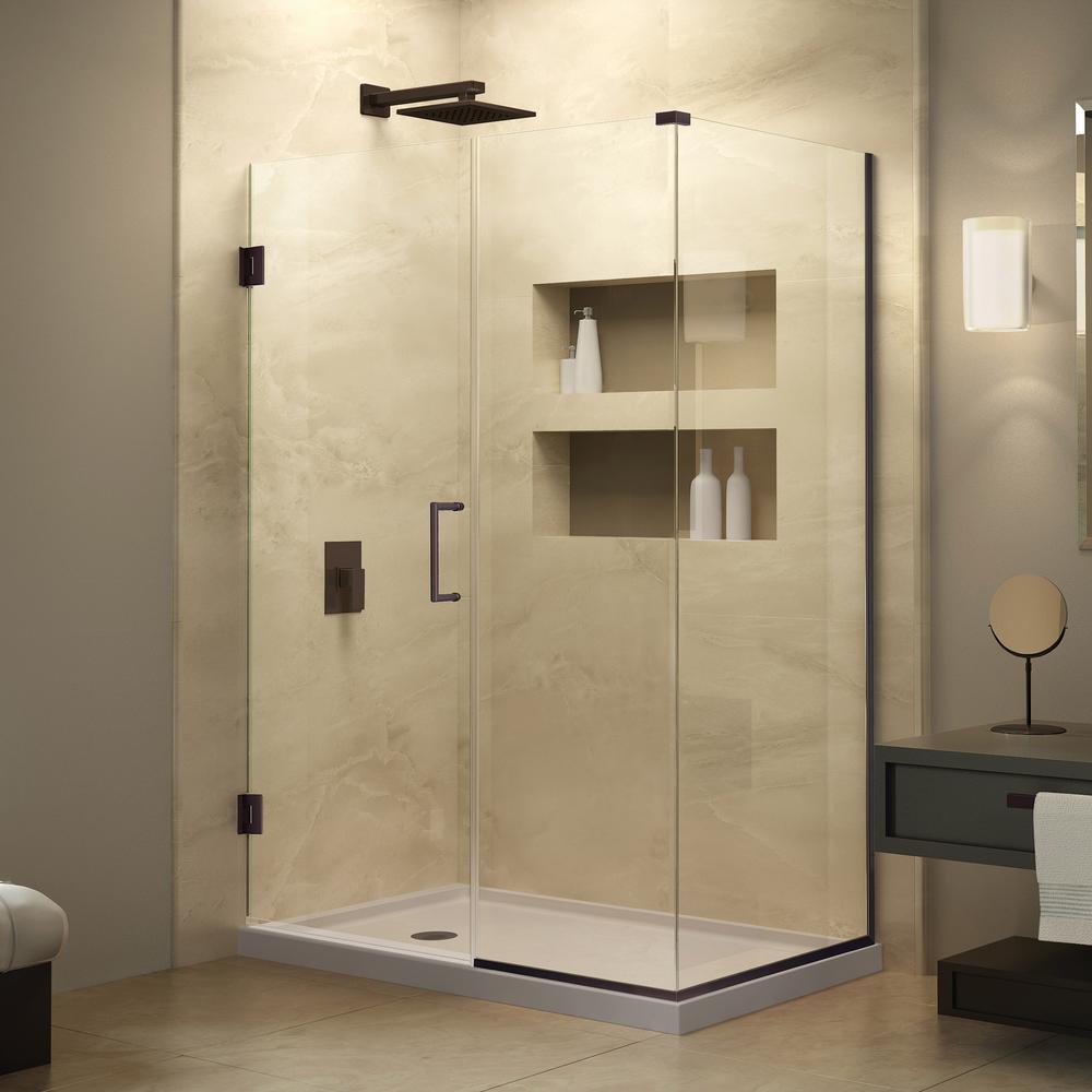 Unidoor Plus 32-1/2" x 34-3/8" x 72" Hinged Shower Enclosure, Oil Rubbed Bronze