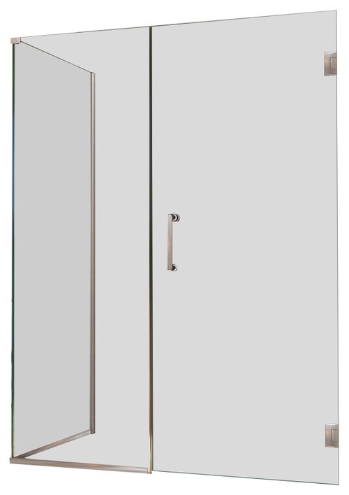 Unidoor Plus 37-1/2" x 34-3/8" x 72" Hinged Shower Enclosure, Brushed Nickel