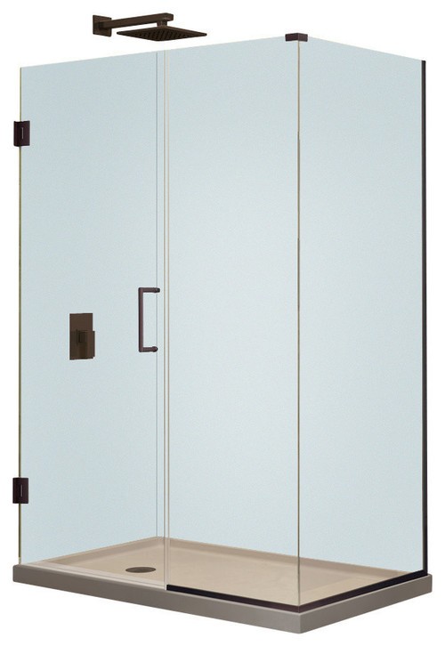 Unidoor Plus 43-1/2" x 30-3/8" x 72" Hinged Shower Enclosure, Oil Rubbed Bronze