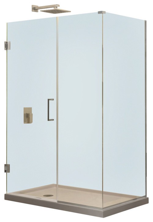 Unidoor Plus 47 in. W x 34-3/8 in. D x 72 in. H Hinged Shower Enclosure, Chrome