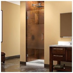 DreamLine Unidoor 29 in. W x 72 in. H Frameless Hinged Shower Door, Frosted Band Glass, in Brushed Nickel