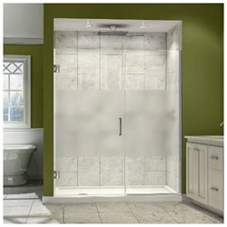 DreamLine Unidoor Plus 59 1/2 - 60 in. W x 72 in. H Frameless Hinged Shower Door, Frosted Band, Oil Rubbed Bronze