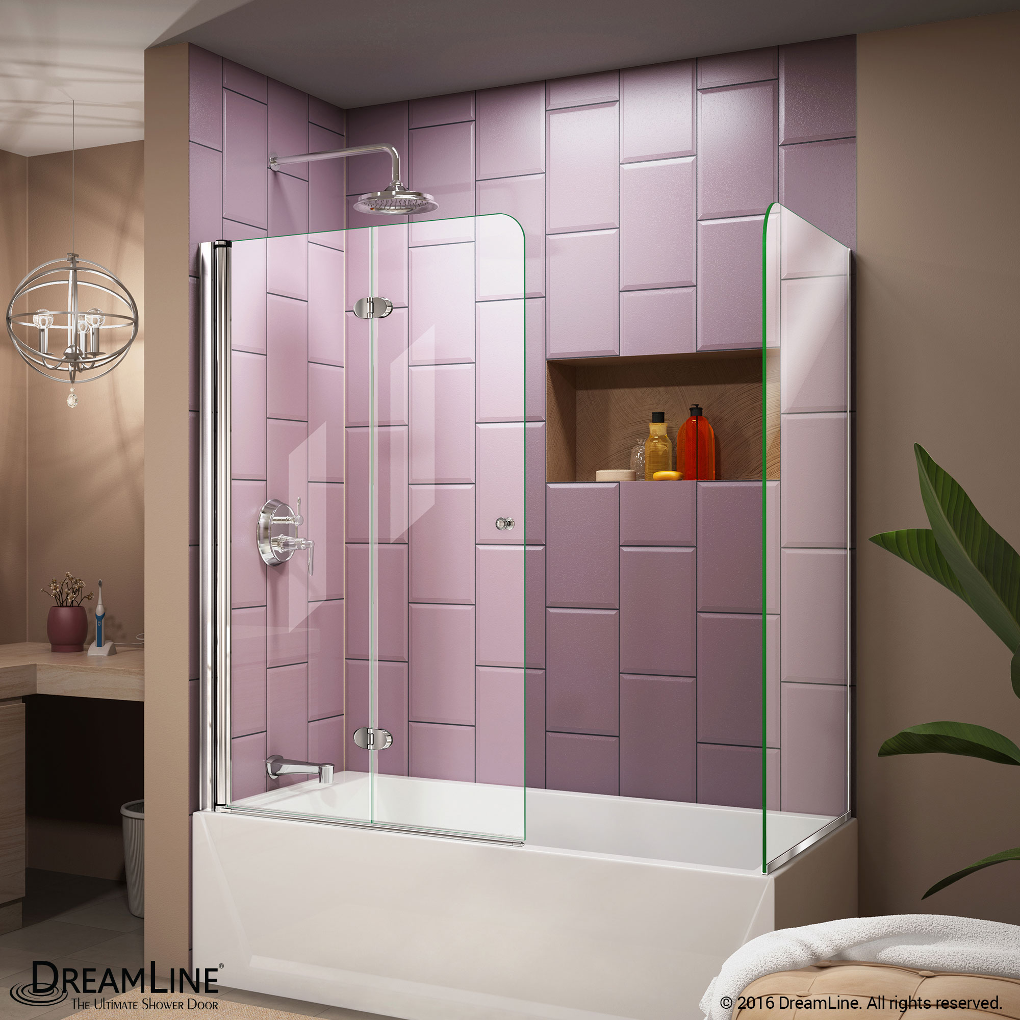 DreamLine Aqua Fold 33 1/2 in. W x 72 in. H Frameless Bi-Fold Shower Door in Chrome