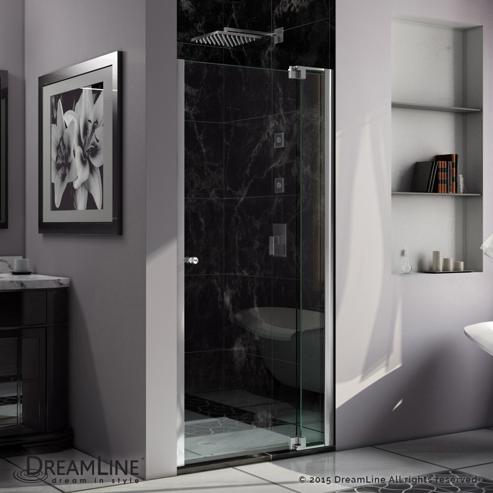 DreamLine Allure 31-32 in. W x 73 in. H Frameless Pivot Shower Door in Chrome