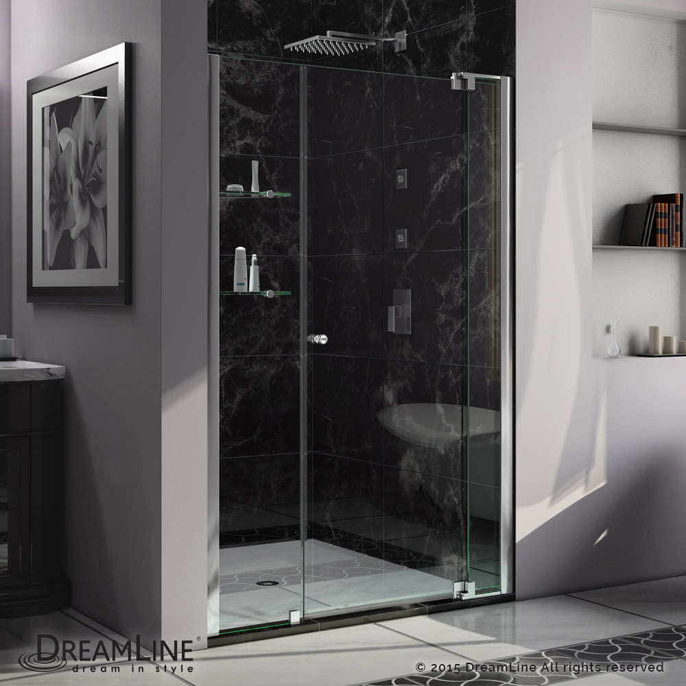 DreamLine Allure 34-35 in. W x 73 in. H Frameless Pivot Shower Door in Chrome