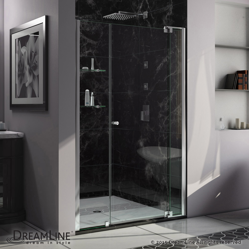 DreamLine Allure 44-45 in. W x 73 in. H Frameless Pivot Shower Door in Chrome