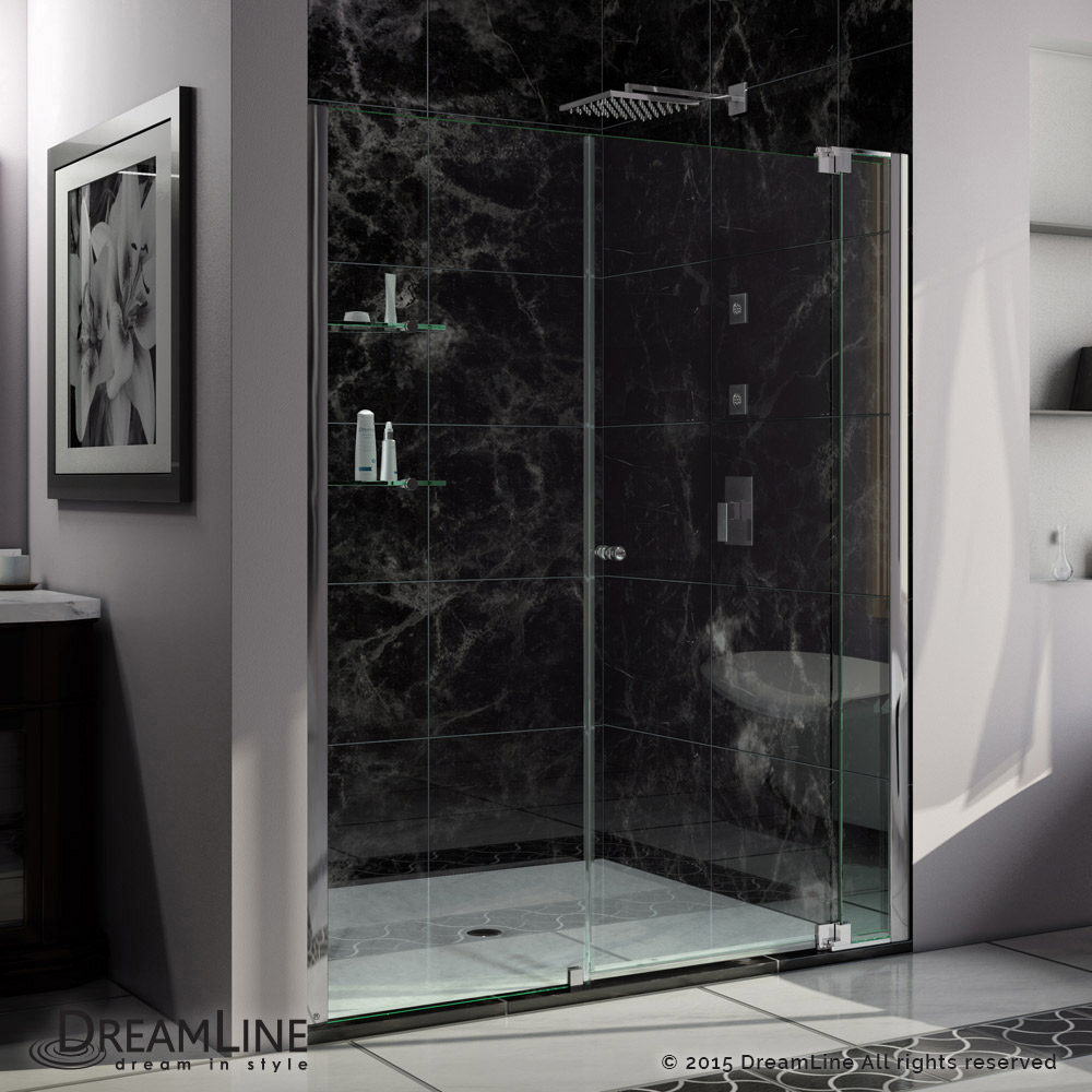 DreamLine Allure 58-59 in. W x 73 in. H Frameless Pivot Shower Door in Chrome