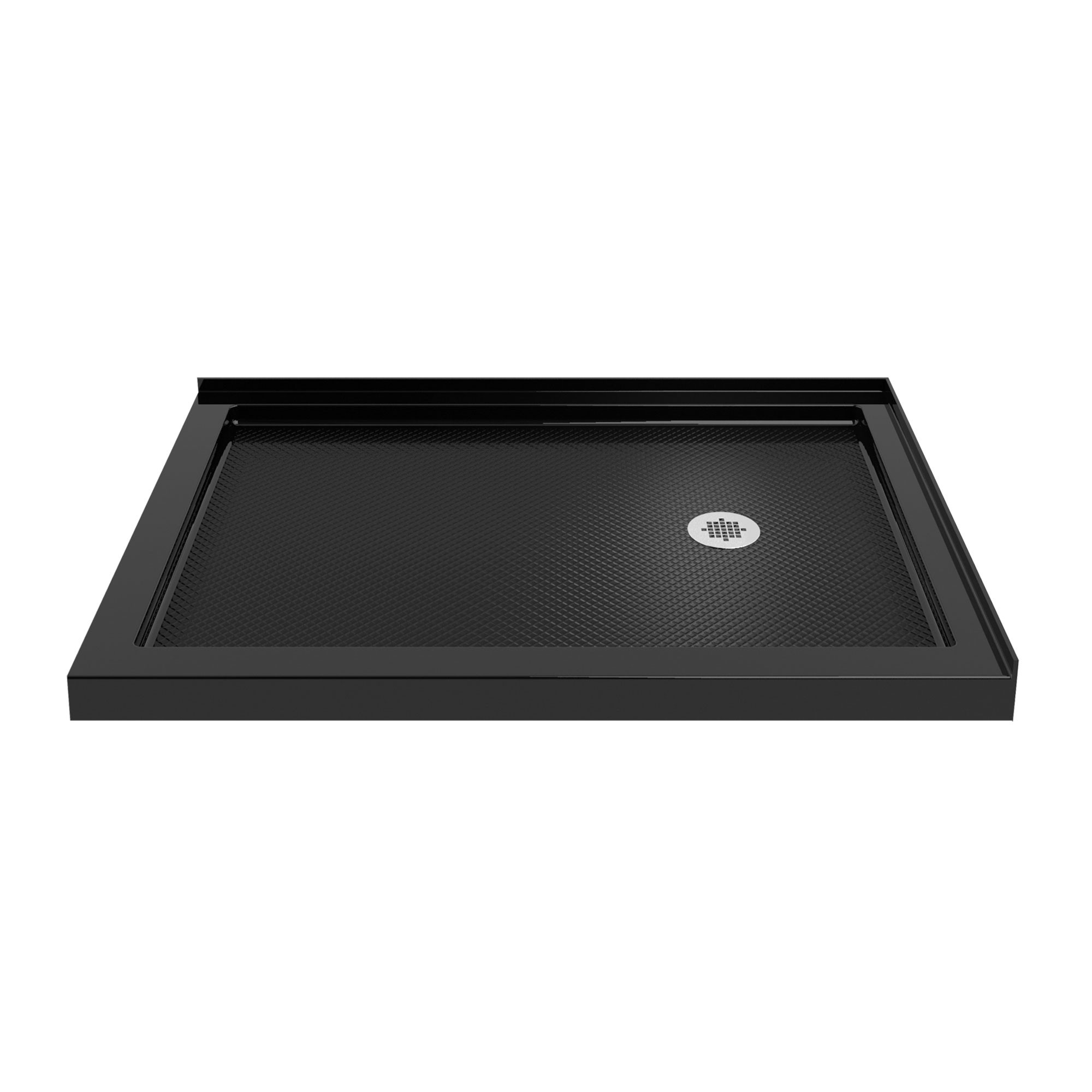 DreamLine SlimLine 34 in. D x 48 in. W x 2 3/4 in. H Right Drain Double Threshold Shower Base in Biscuit