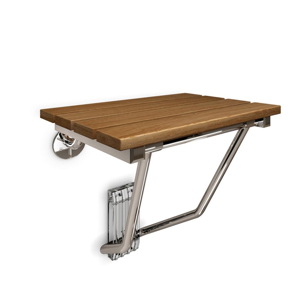 DreamLine Natural Teak Folding Shower Seat. ADA Compliant Shower Seat